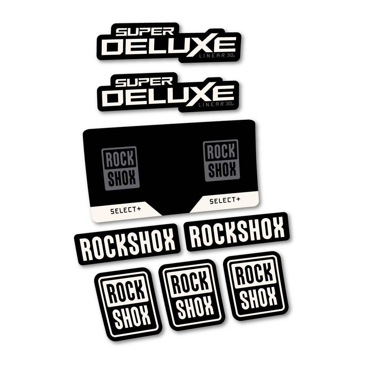 Stickers compatibles RockShox Super Deluxe Select 2027 pour amortisseur – autocollants vinyle - Blanc Cassé