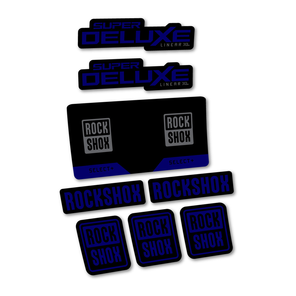 Stickers compatibles RockShox Super Deluxe Select 2027 pour amortisseur – autocollants vinyle - Bleu Scandinave