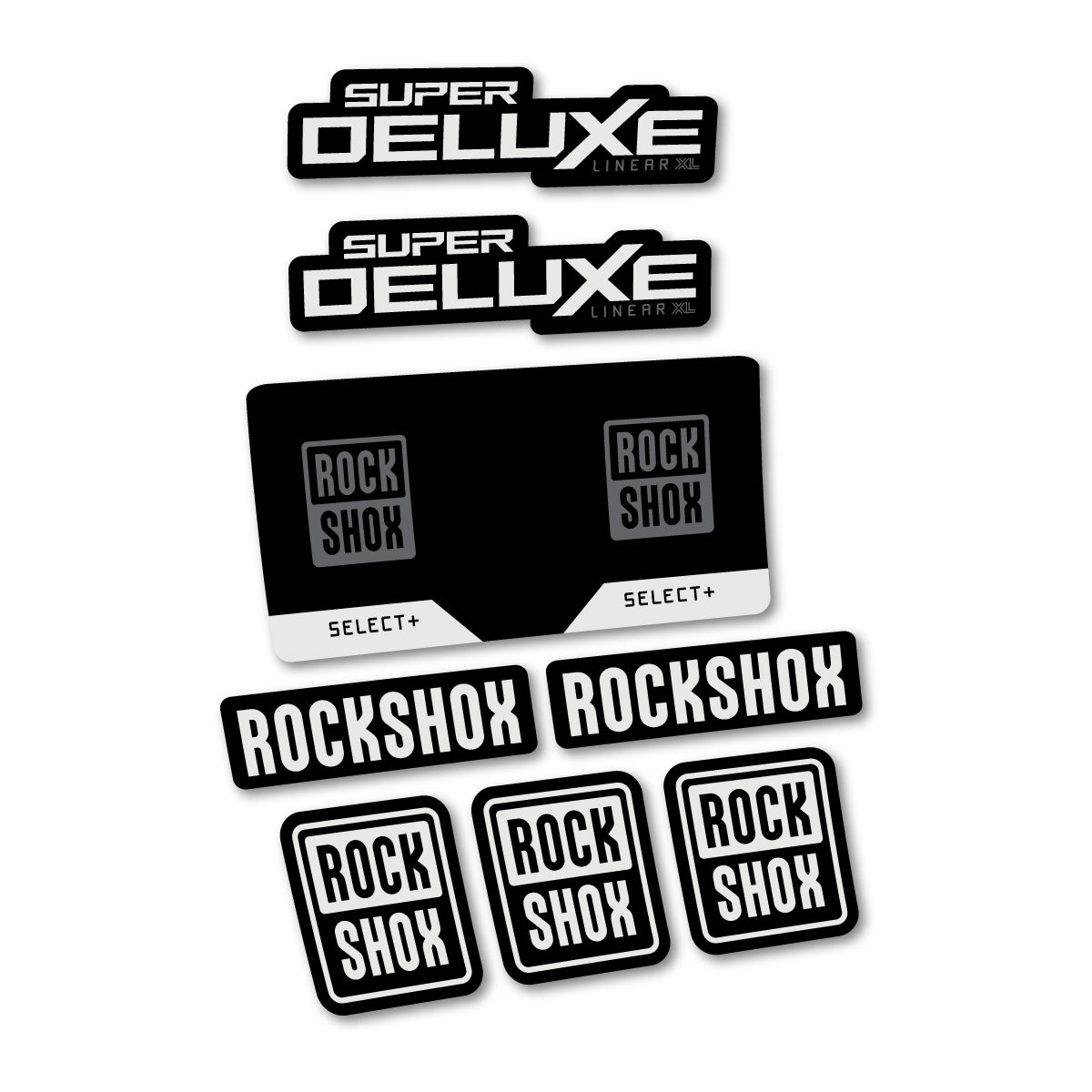 Stickers compatibles RockShox Super Deluxe Select 2027 pour amortisseur – autocollants vinyle - Gris Perle