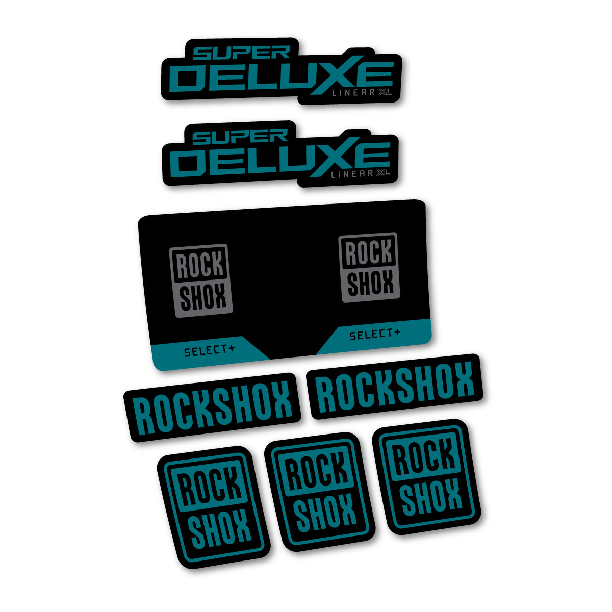 Stickers compatibles RockShox Super Deluxe Select 2027 pour amortisseur – autocollants vinyle - Pétrole Foncé