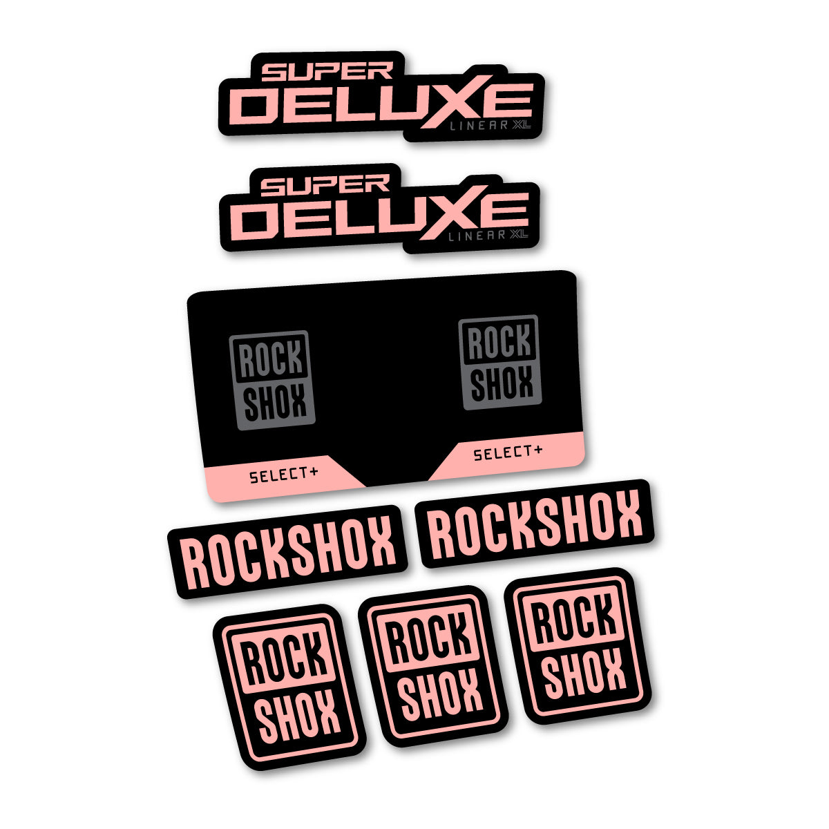 Stickers compatibles RockShox Super Deluxe Select 2027 pour amortisseur – autocollants vinyle - Rose Saumon