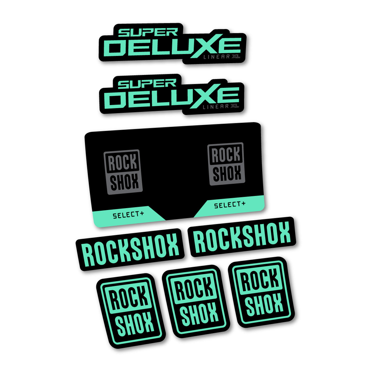 Stickers compatibles RockShox Super Deluxe Select 2027 pour amortisseur – autocollants vinyle - Vert Menthe