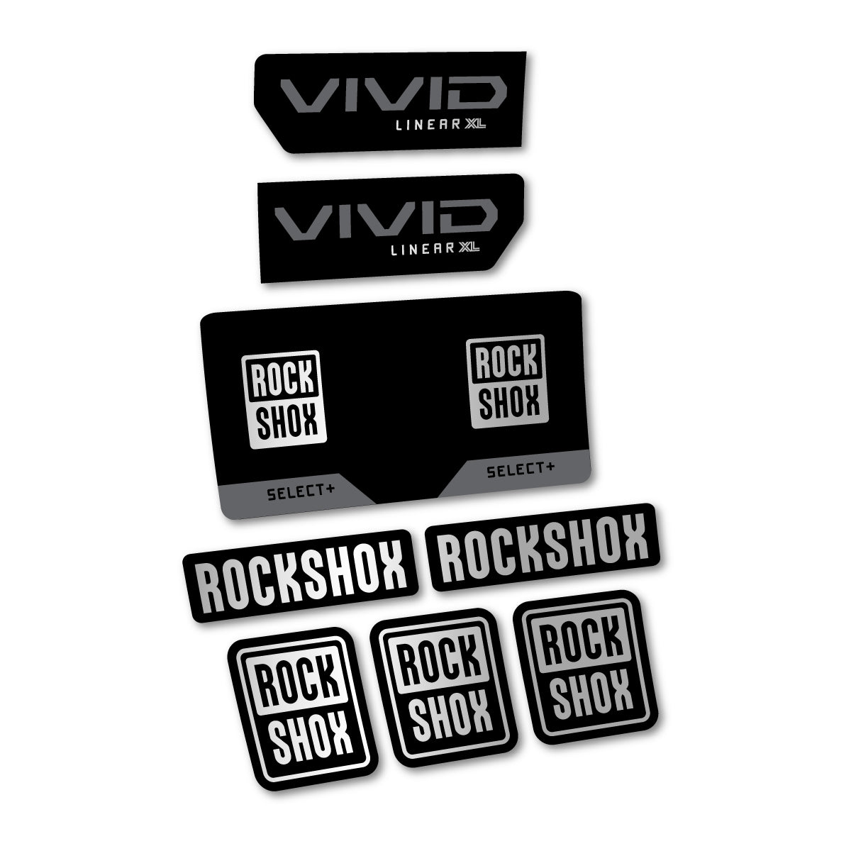 Stickers compatibles RockShox Vivid Select 2027 pour amortisseur – autocollants vinyle - Argent