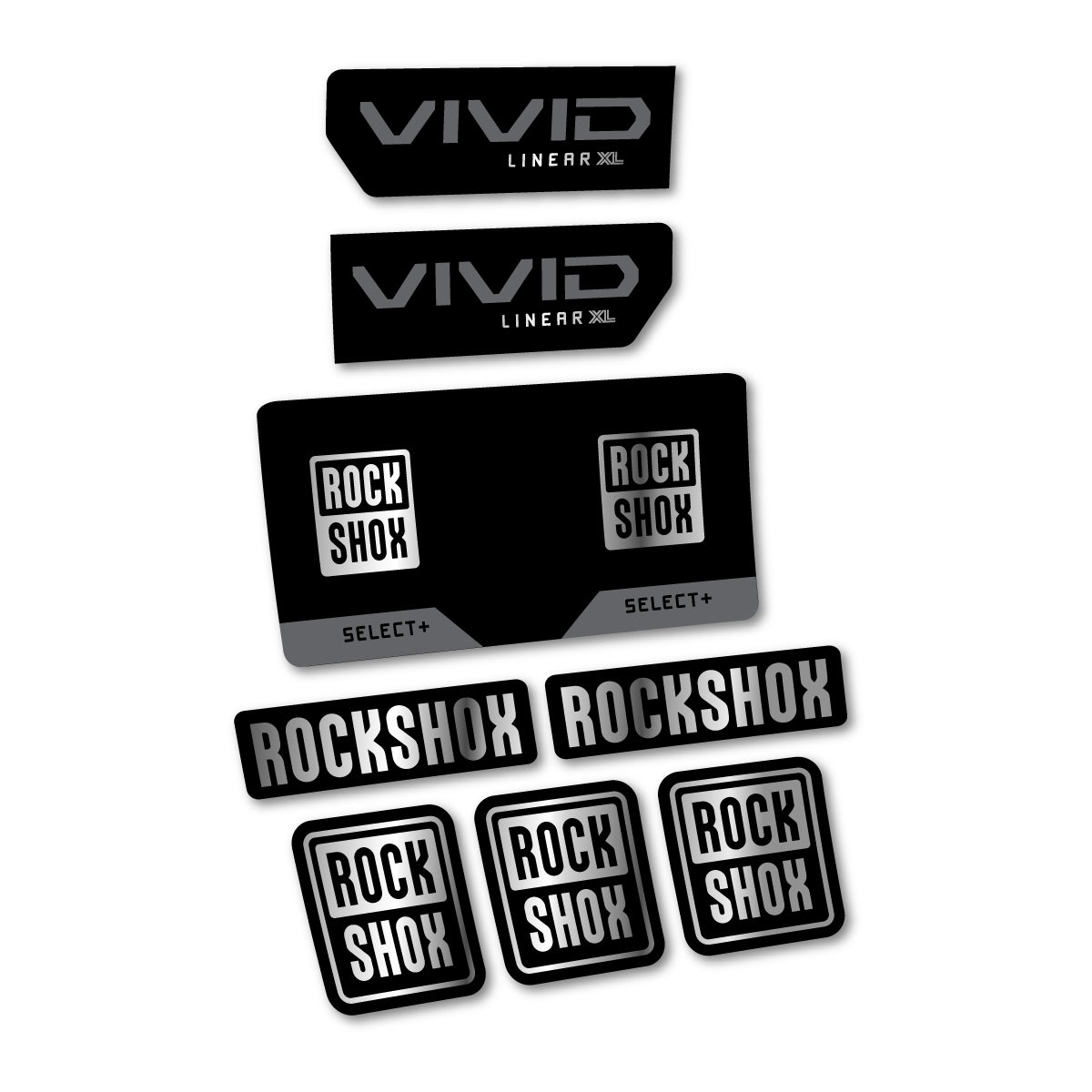 Stickers compatibles RockShox Vivid Select 2027 pour amortisseur – autocollants vinyle - Argent Chromé