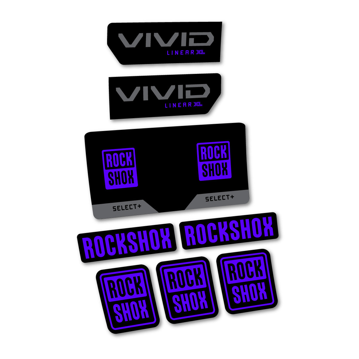 Stickers compatibles RockShox Vivid Select 2027 pour amortisseur – autocollants vinyle - Bleu Reflex