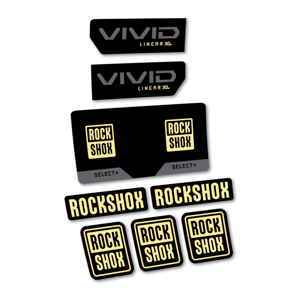 Stickers compatibles RockShox Vivid Select 2027 pour amortisseur – autocollants vinyle - Crème