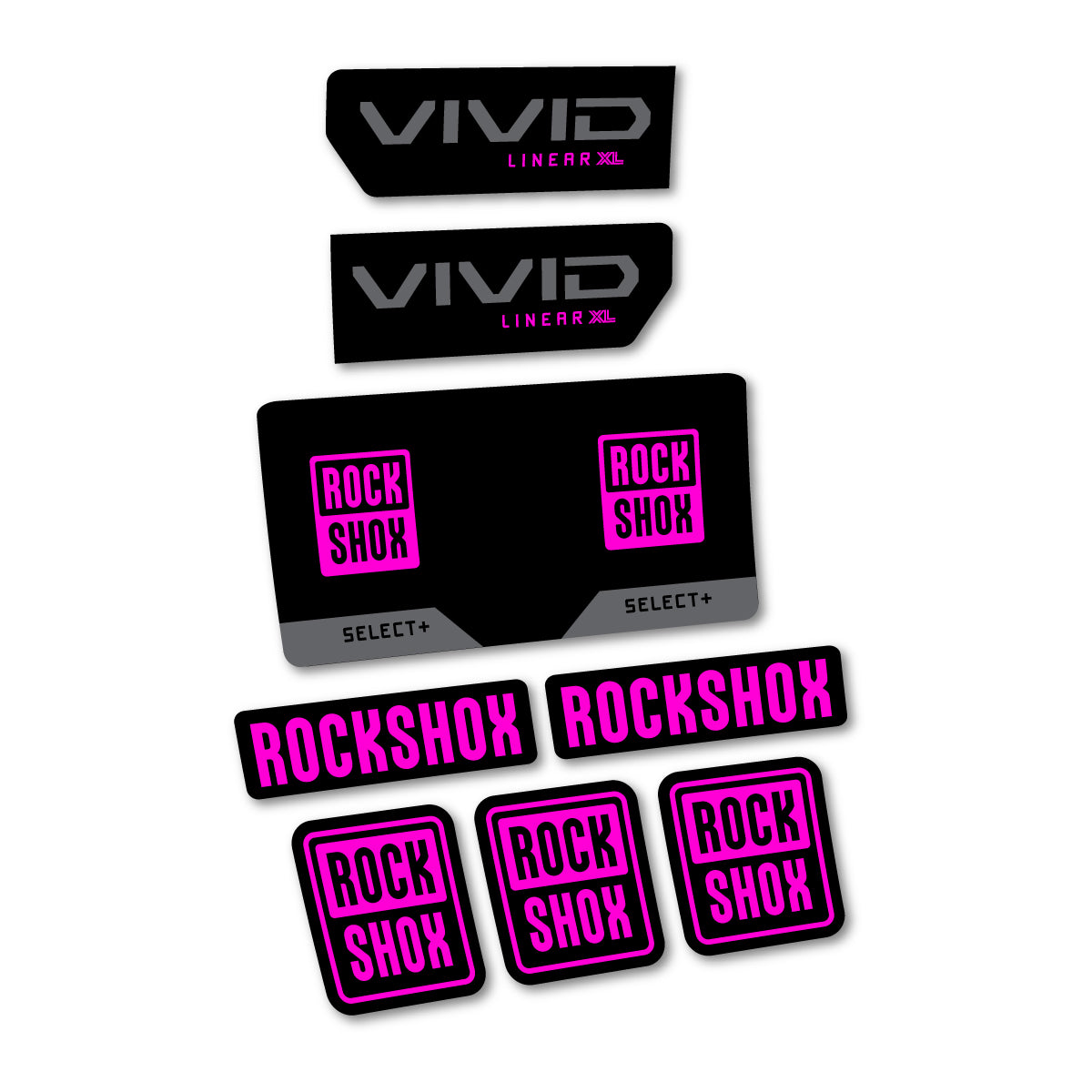 Stickers compatibles RockShox Vivid Select 2027 pour amortisseur – autocollants vinyle - Fuchsia Fluo