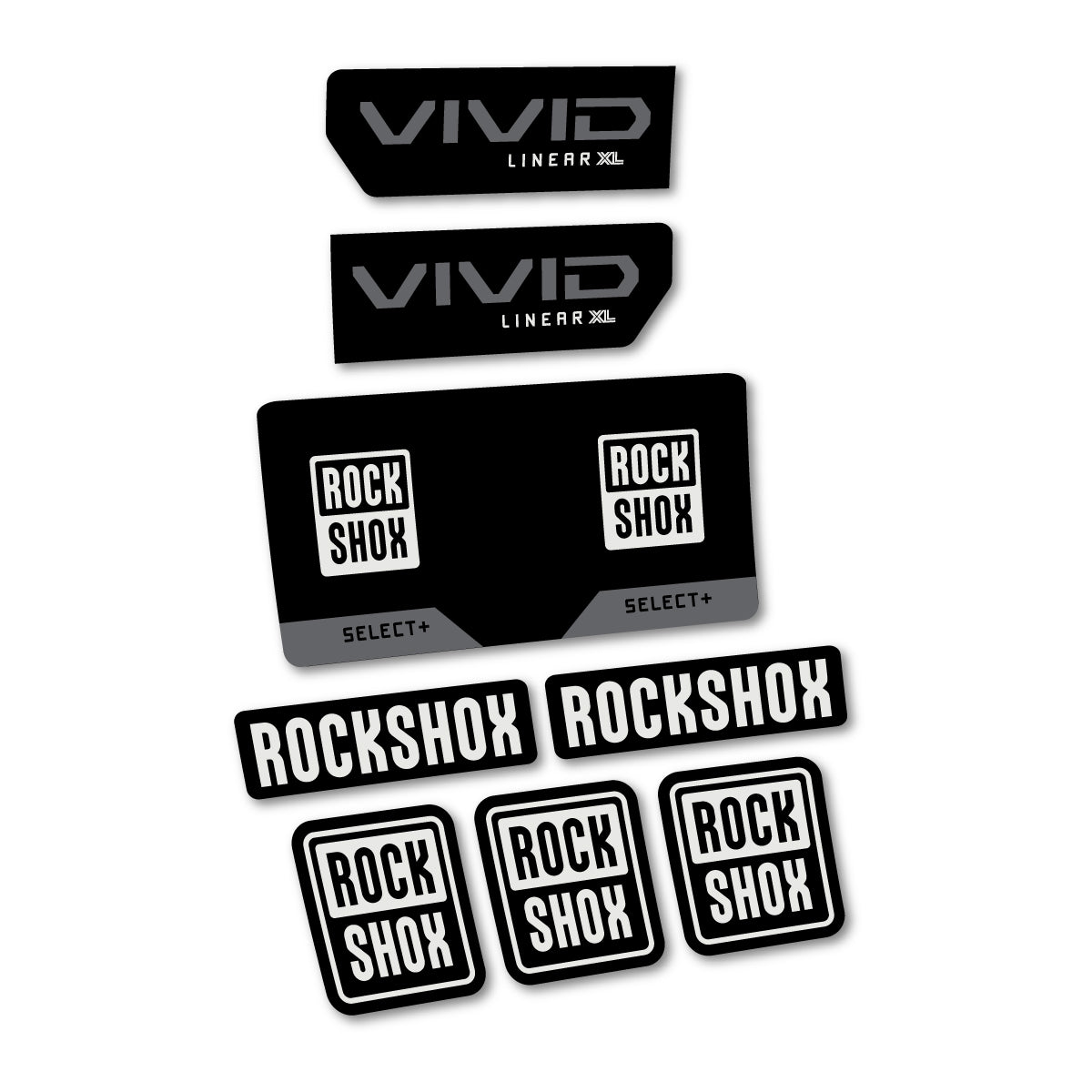 Stickers compatibles RockShox Vivid Select 2027 pour amortisseur – autocollants vinyle - Gris Perle