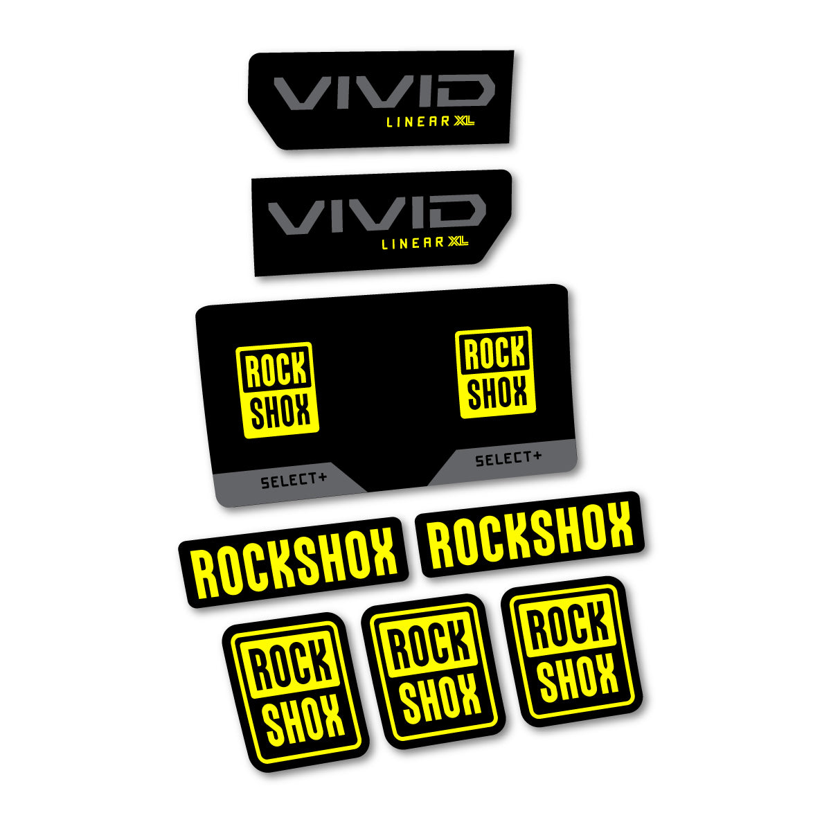 Stickers compatibles RockShox Vivid Select 2027 pour amortisseur – autocollants vinyle - Jaune Citron