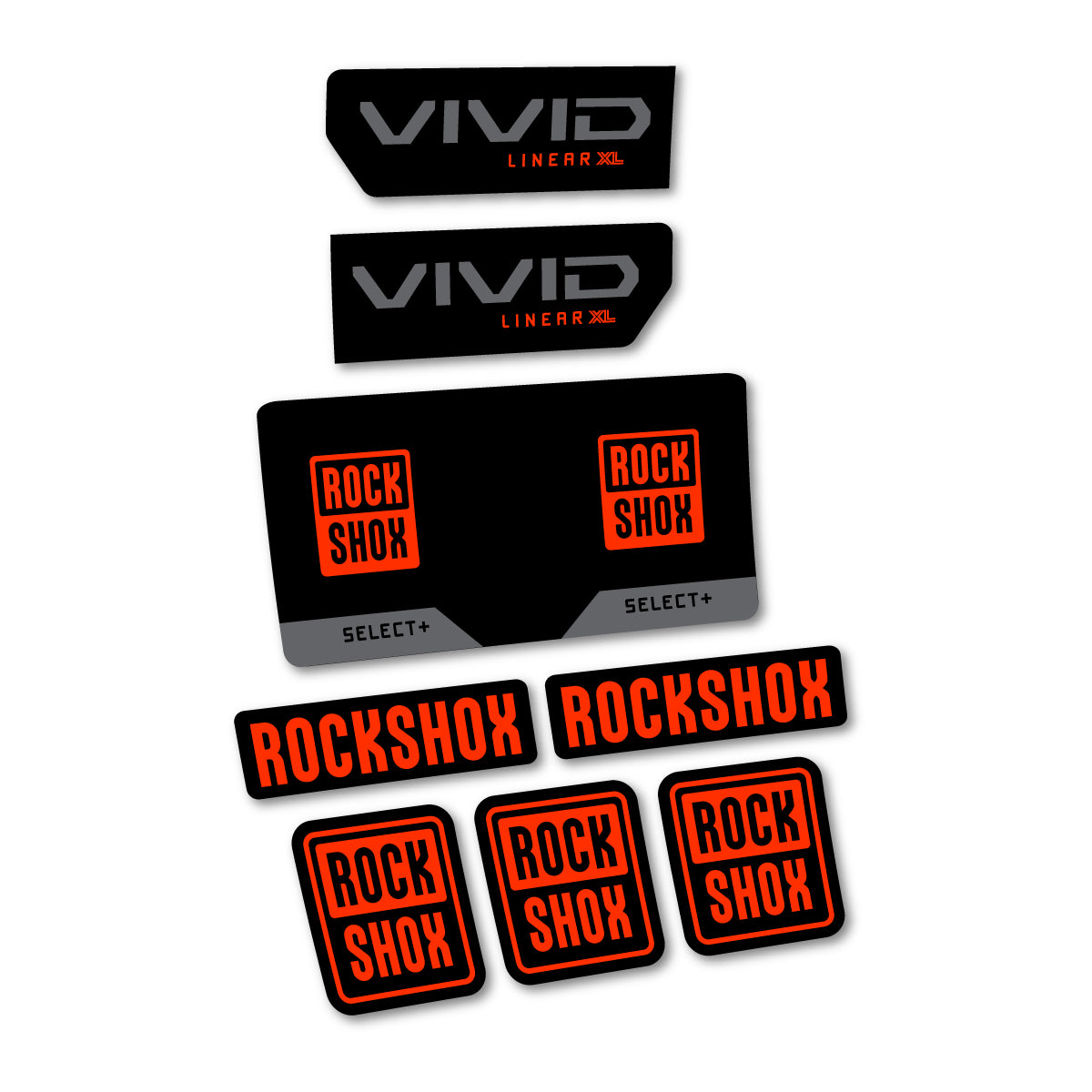 Stickers compatibles RockShox Vivid Select 2027 pour amortisseur – autocollants vinyle - Orange KTM