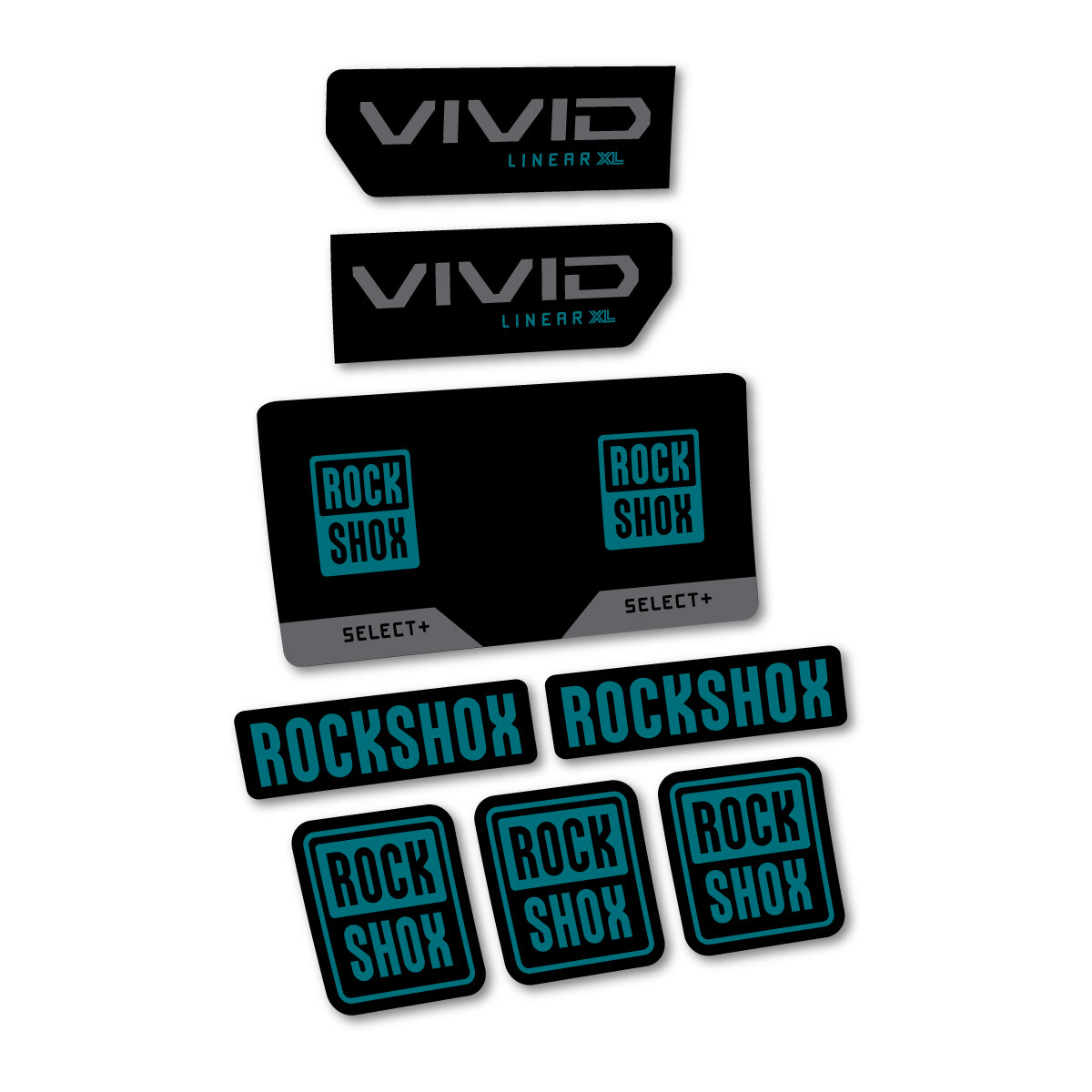 Stickers compatibles RockShox Vivid Select 2027 pour amortisseur – autocollants vinyle - Pétrole Foncé