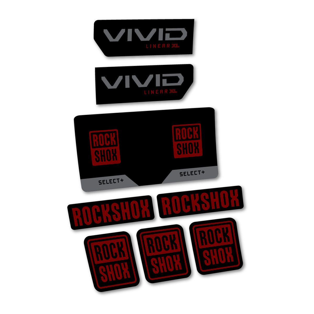 Stickers compatibles RockShox Vivid Select 2027 pour amortisseur – autocollants vinyle - Rouge Bordeaux