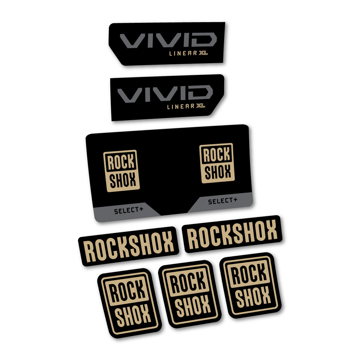 Stickers compatibles RockShox Vivid Select 2027 pour amortisseur – autocollants vinyle - Sable