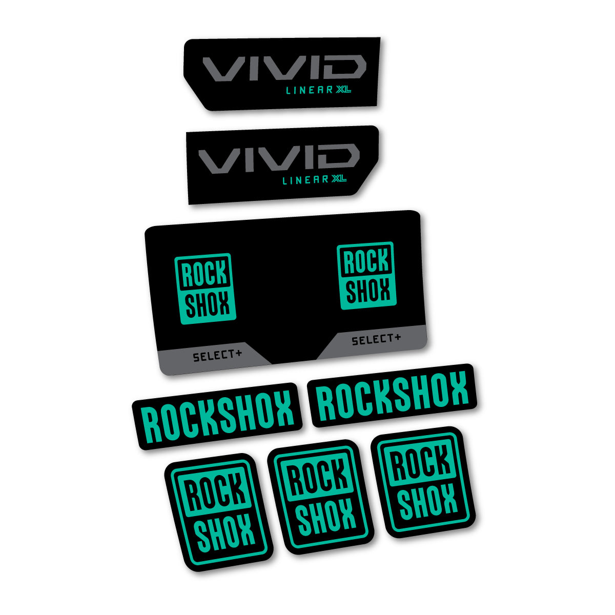 Stickers compatibles RockShox Vivid Select 2027 pour amortisseur – autocollants vinyle - Turquoise Vert