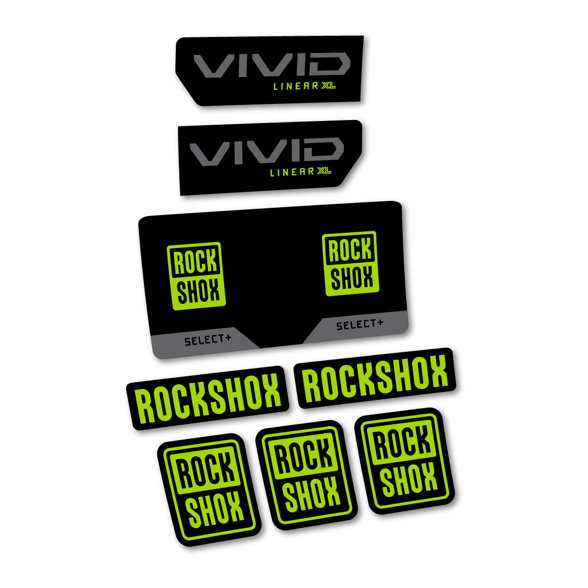 Stickers compatibles RockShox Vivid Select 2027 pour amortisseur – autocollants vinyle - Vert Citron