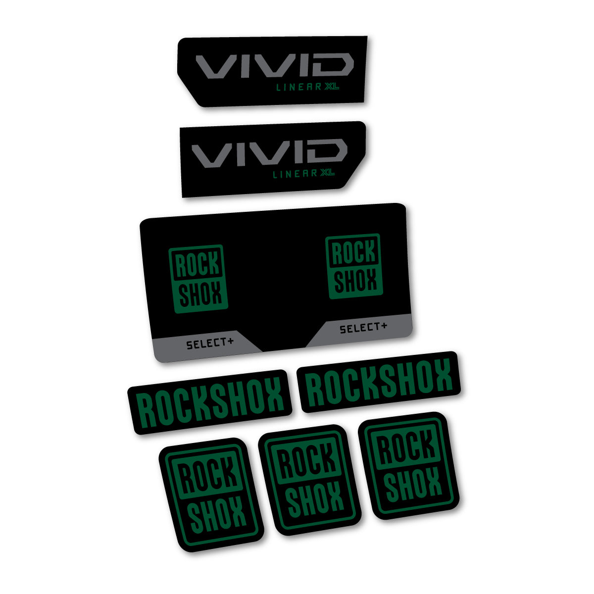 Stickers compatibles RockShox Vivid Select 2027 pour amortisseur – autocollants vinyle - Vert Foncé