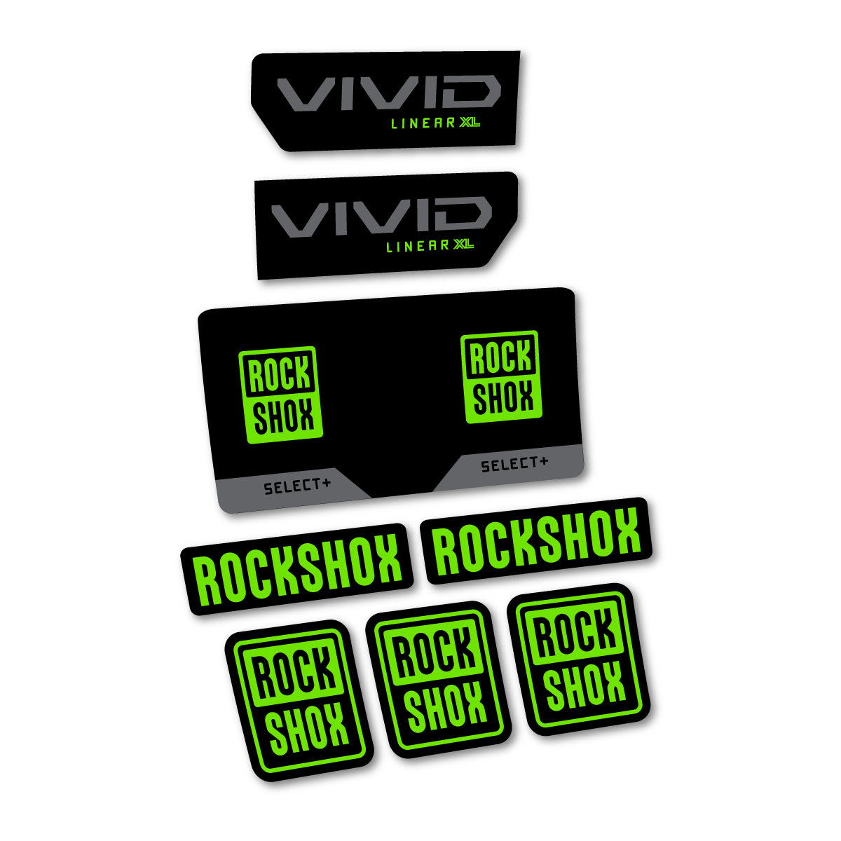 Stickers compatibles RockShox Vivid Select 2027 pour amortisseur – autocollants vinyle - Vert Pistache