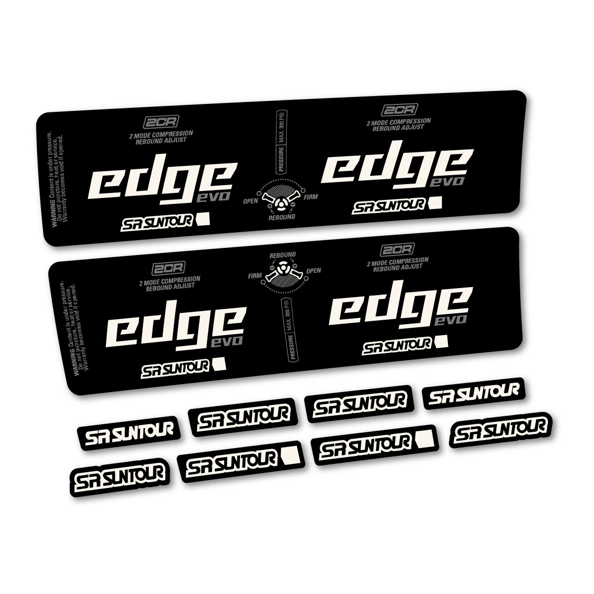Stickers compatibles SR Suntour Edge Evo LV 2CR 2025 pour amortisseur – autocollants vinyle - Blanc Cassé