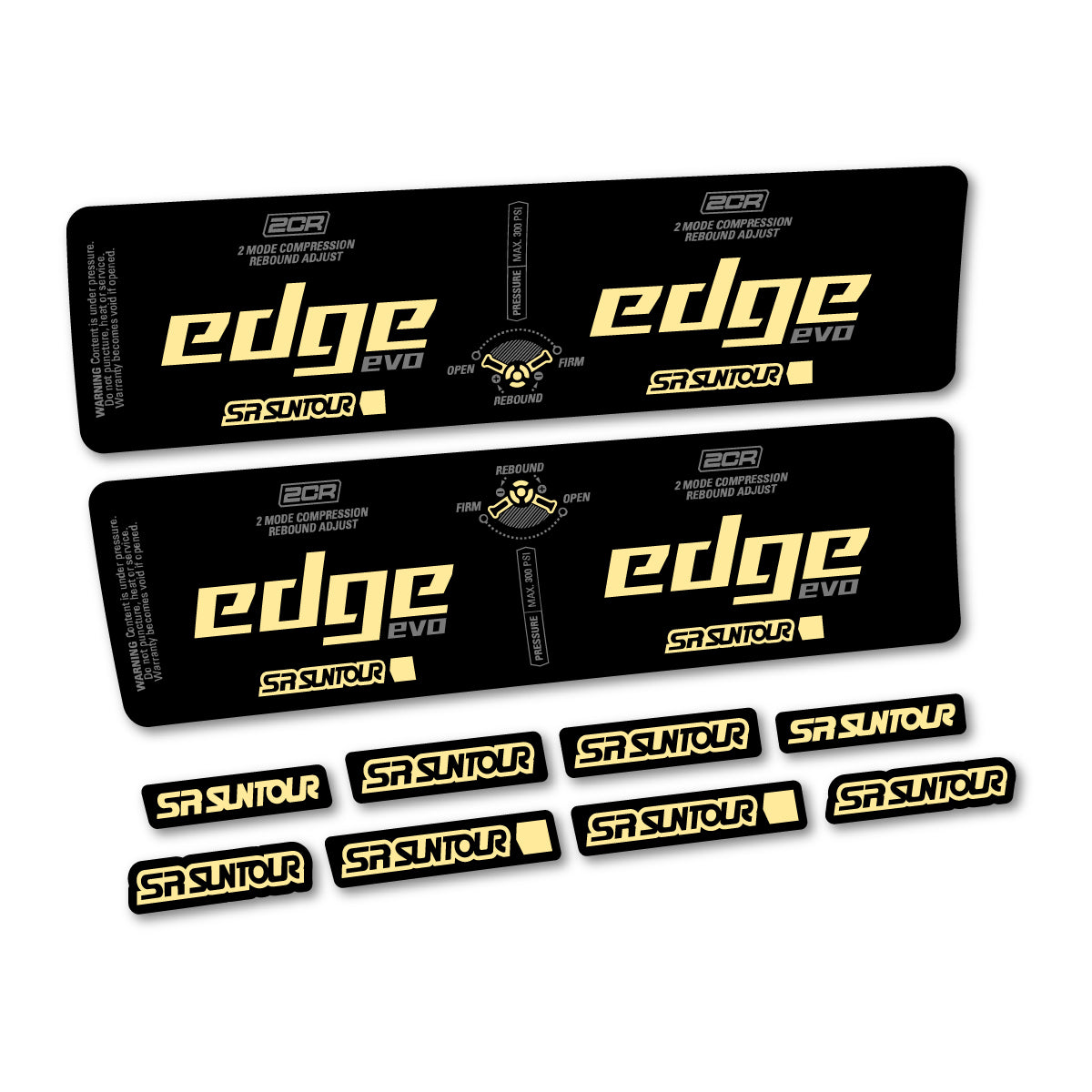 Stickers compatibles SR Suntour Edge Evo LV 2CR 2025 pour amortisseur – autocollants vinyle - Crème