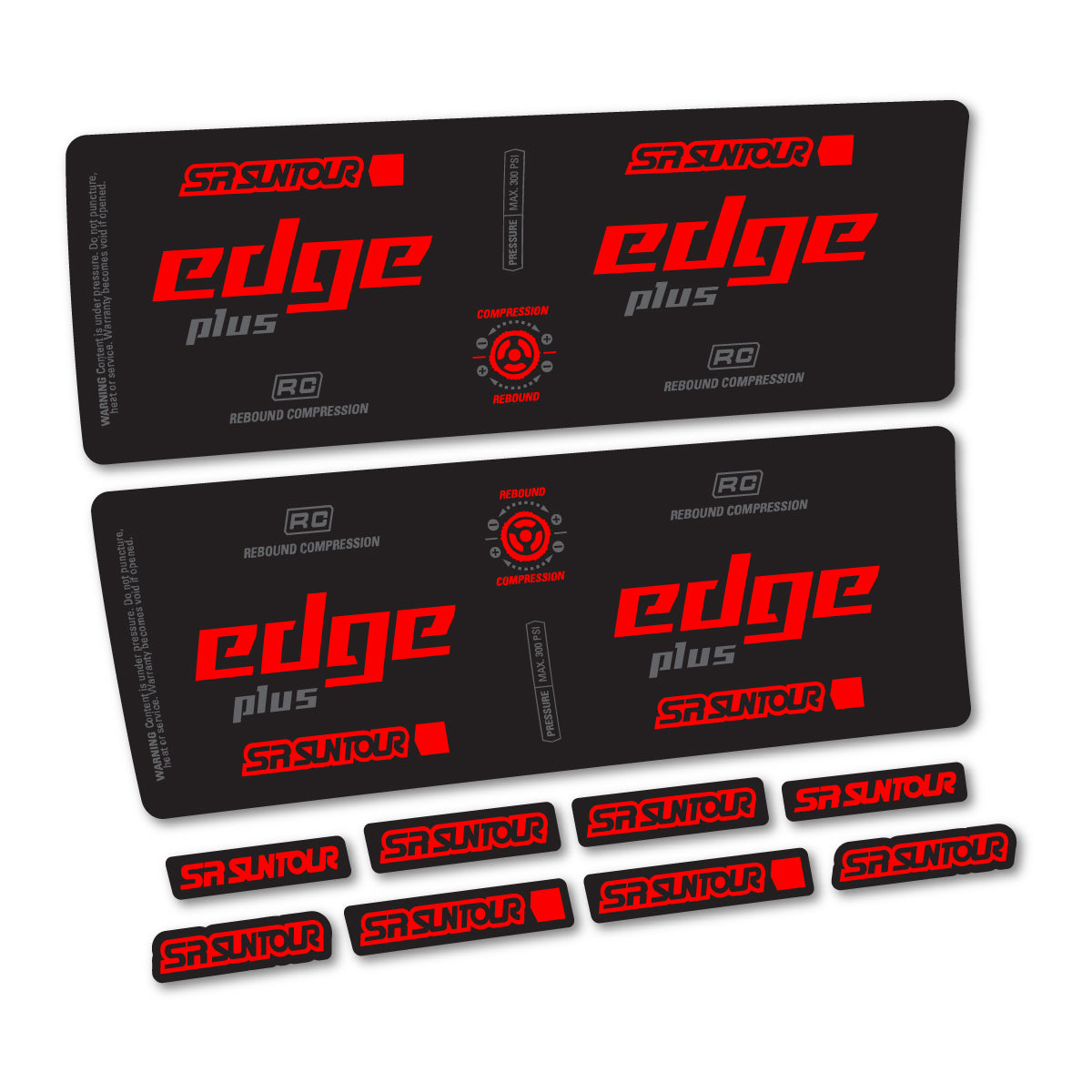 Stickers compatibles SR Suntour Edge Evo LV R 2CR 2025 pour amortisseur – autocollants vinyle - Rouge Orangé