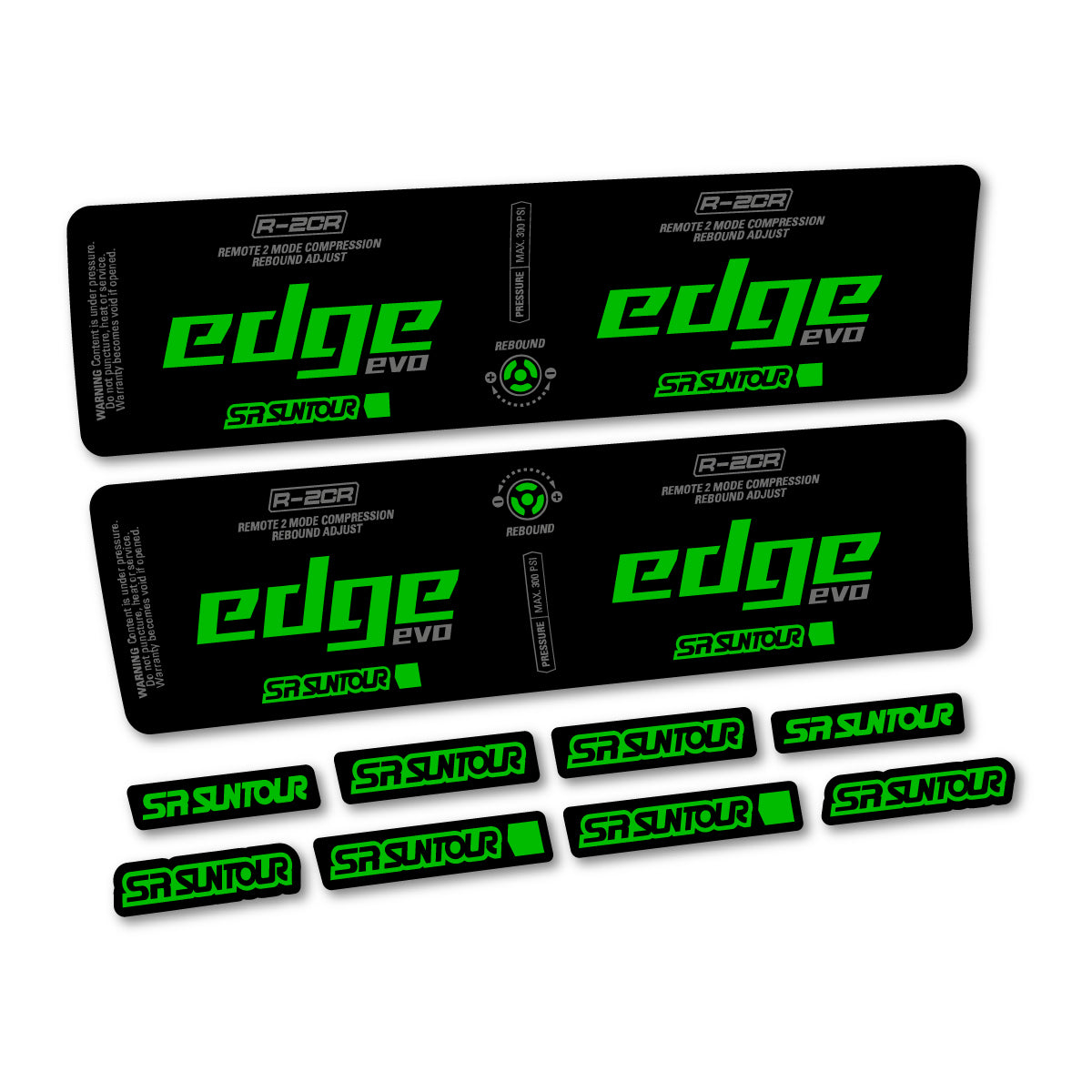 Stickers compatibles SR Suntour Edge Evo LV R 2CR 2 2025 pour amortisseur – autocollants vinyle - Vert Herbe