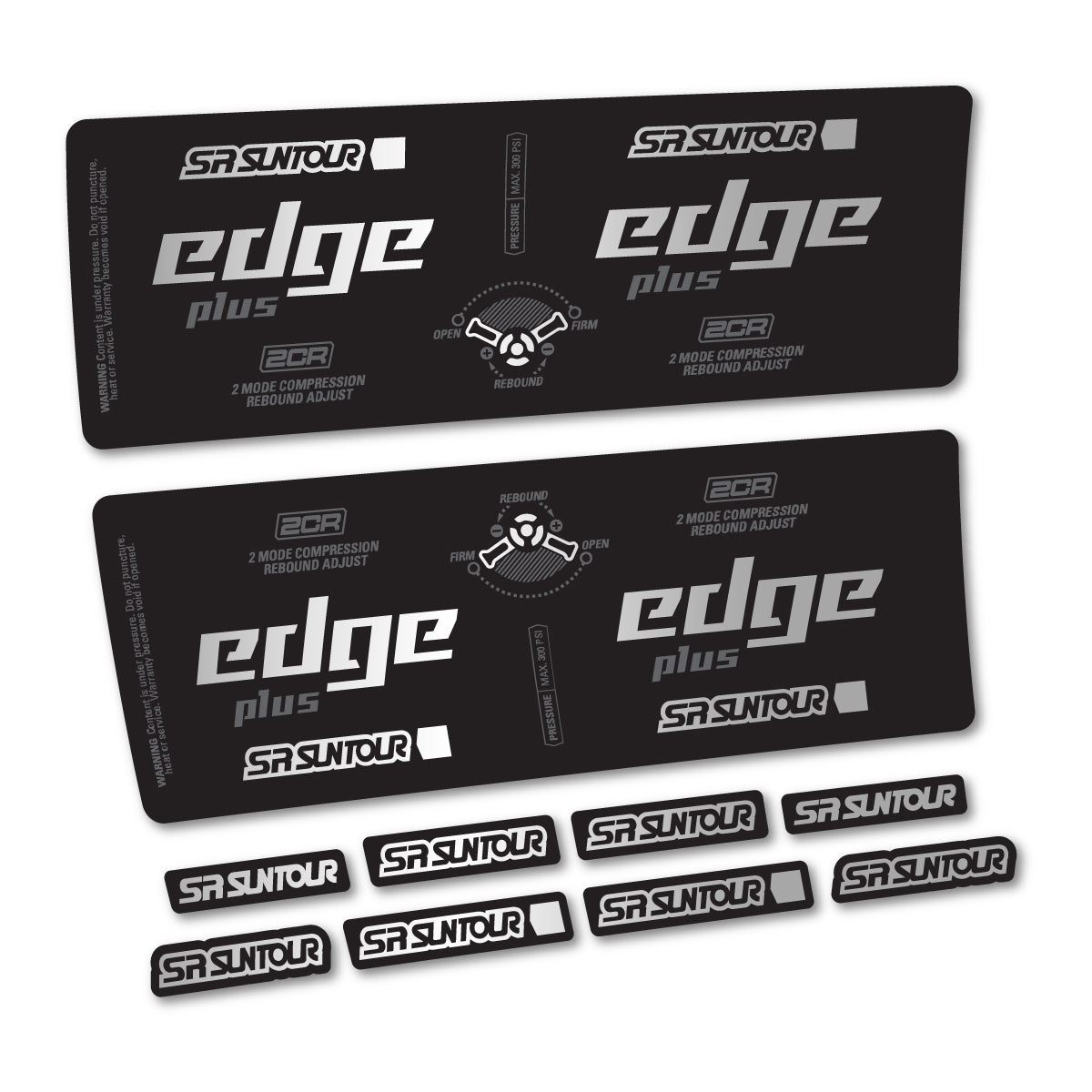 Stickers compatibles SR Suntour Edge Plus 2CR 2021-2025 pour amortisseur – autocollants vinyle - Argent
