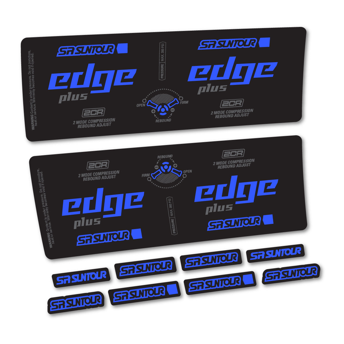 Stickers compatibles SR Suntour Edge Plus 2CR 2021-2025 pour amortisseur – autocollants vinyle - Bleu