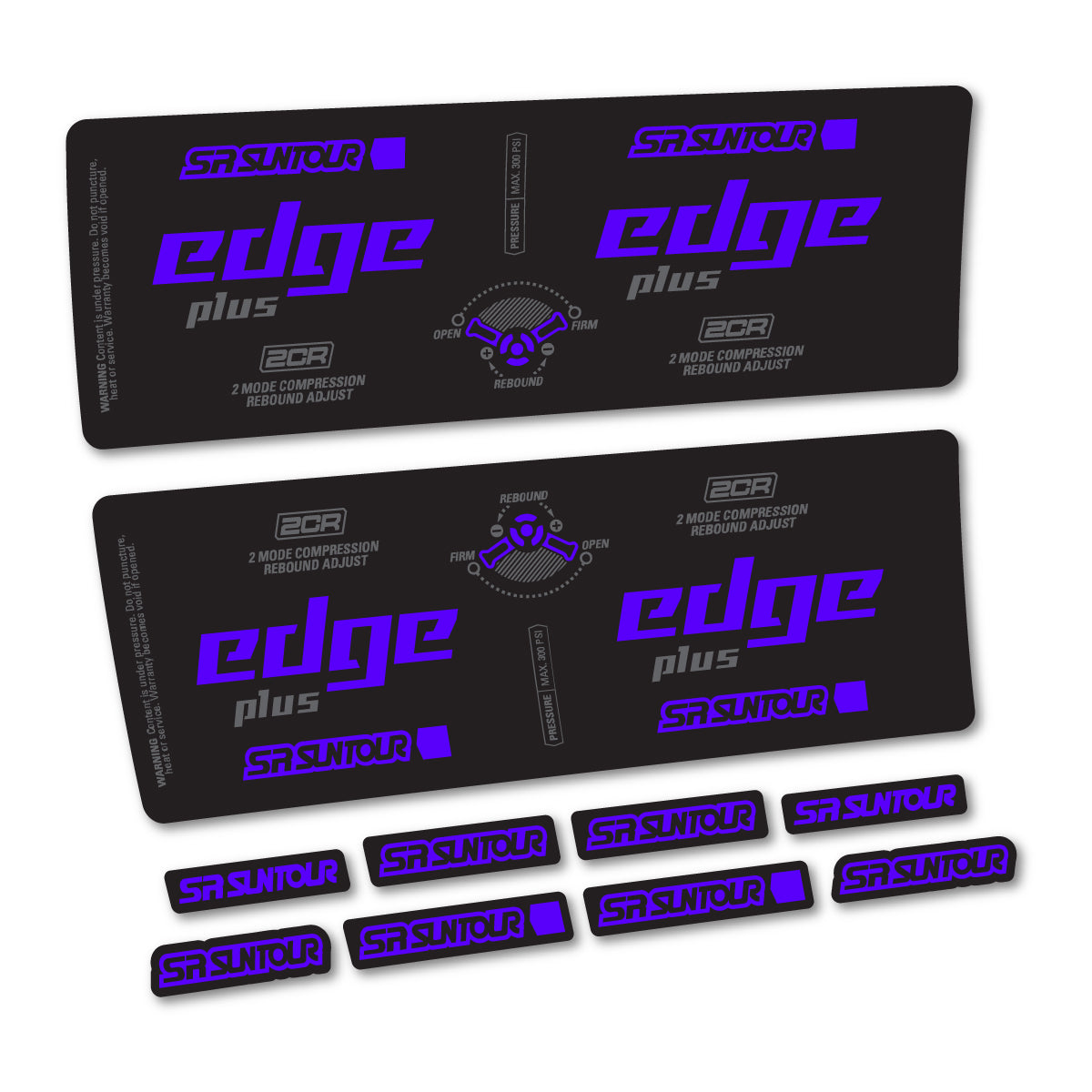 Stickers compatibles SR Suntour Edge Plus 2CR 2021-2025 pour amortisseur – autocollants vinyle - Bleu Reflex