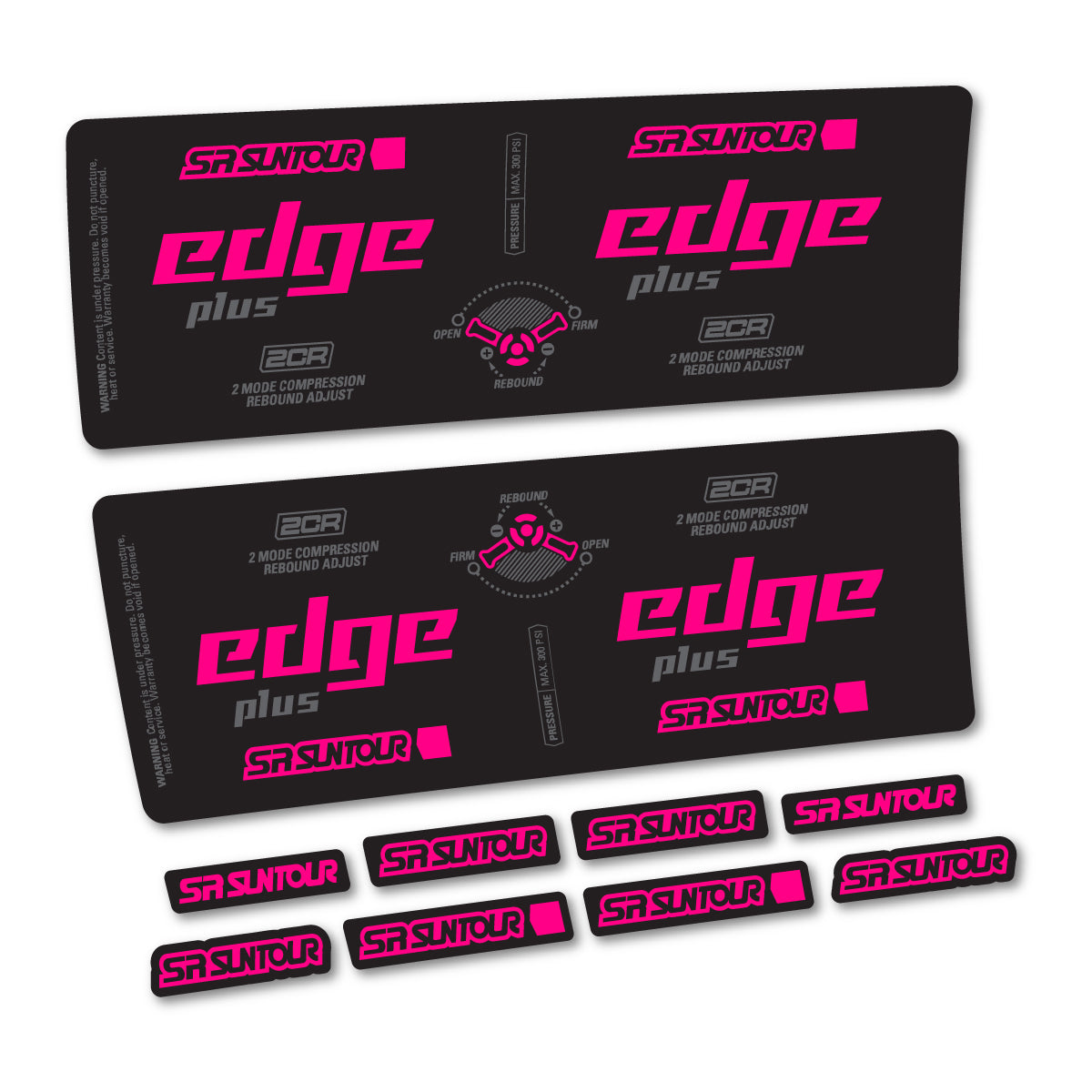 Stickers compatibles SR Suntour Edge Plus 2CR 2021-2025 pour amortisseur – autocollants vinyle - Fuchsia
