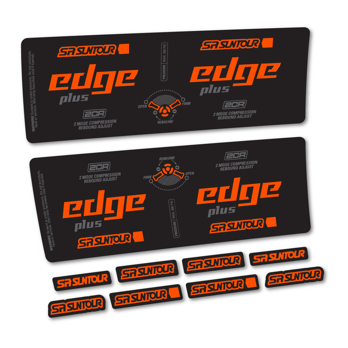 Stickers compatibles SR Suntour Edge Plus 2CR 2021-2025 pour amortisseur – autocollants vinyle - Orange
