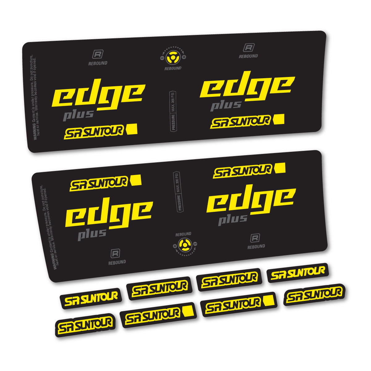 Stickers compatibles SR Suntour Edge Plus R 2021-2025 pour amortisseur – autocollants vinyle - Jaune Vif