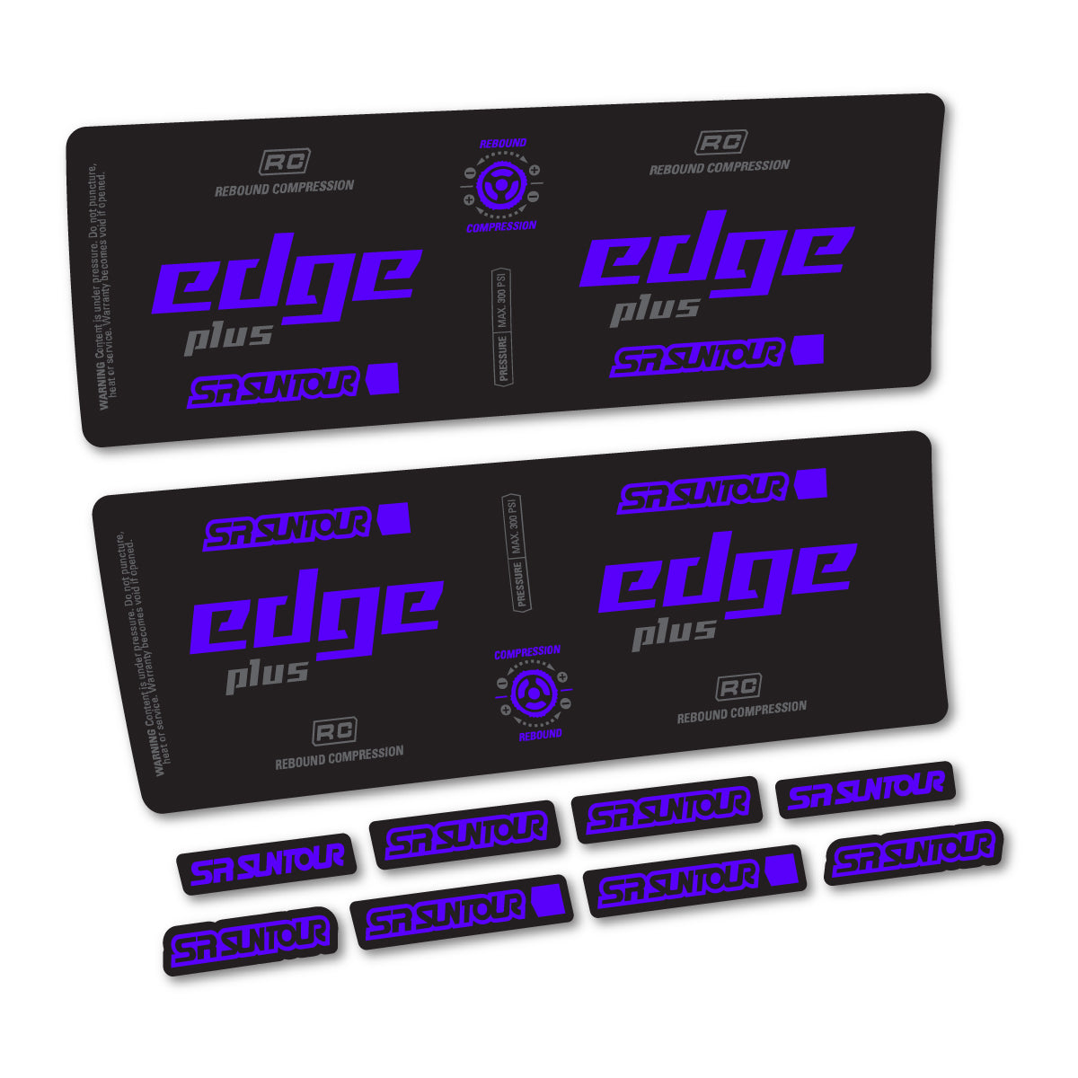Stickers compatibles SR Suntour Edge Plus RC 2021-2025 pour amortisseur – autocollants vinyle - Bleu Reflex