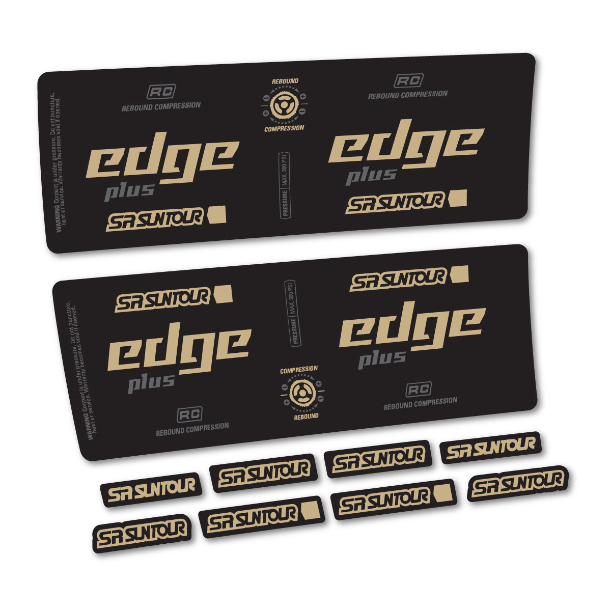 Stickers compatibles SR Suntour Edge Plus RC 2021-2025 pour amortisseur – autocollants vinyle - Sable