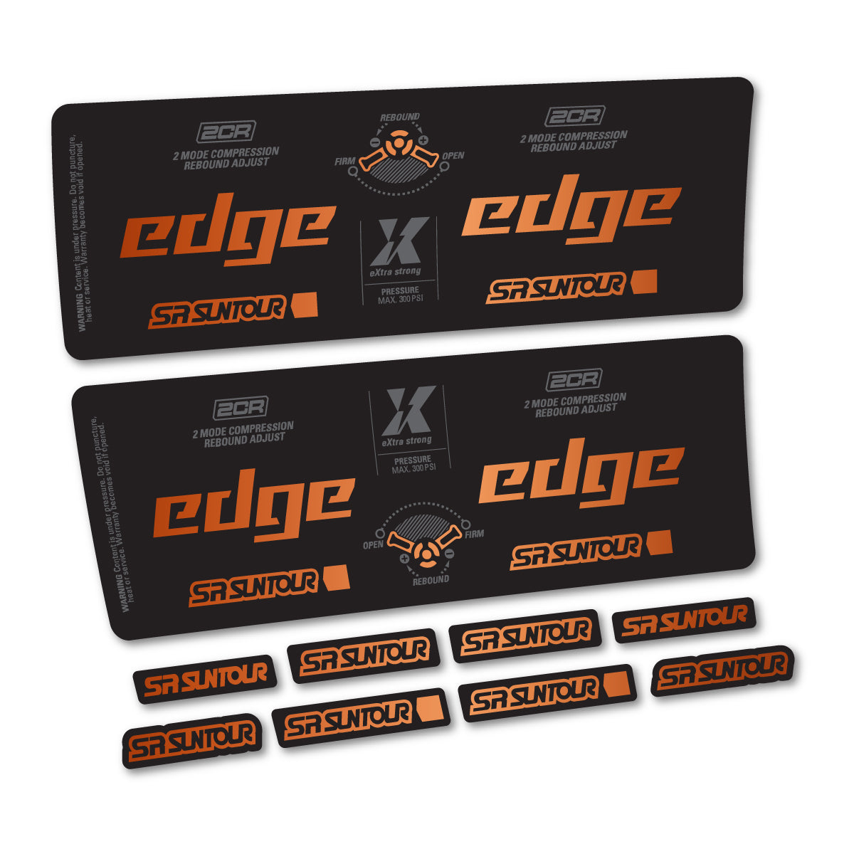Stickers compatibles SR Suntour Edge X LV 2CR 2024-2025 pour amortisseur – autocollants vinyle - Bronze