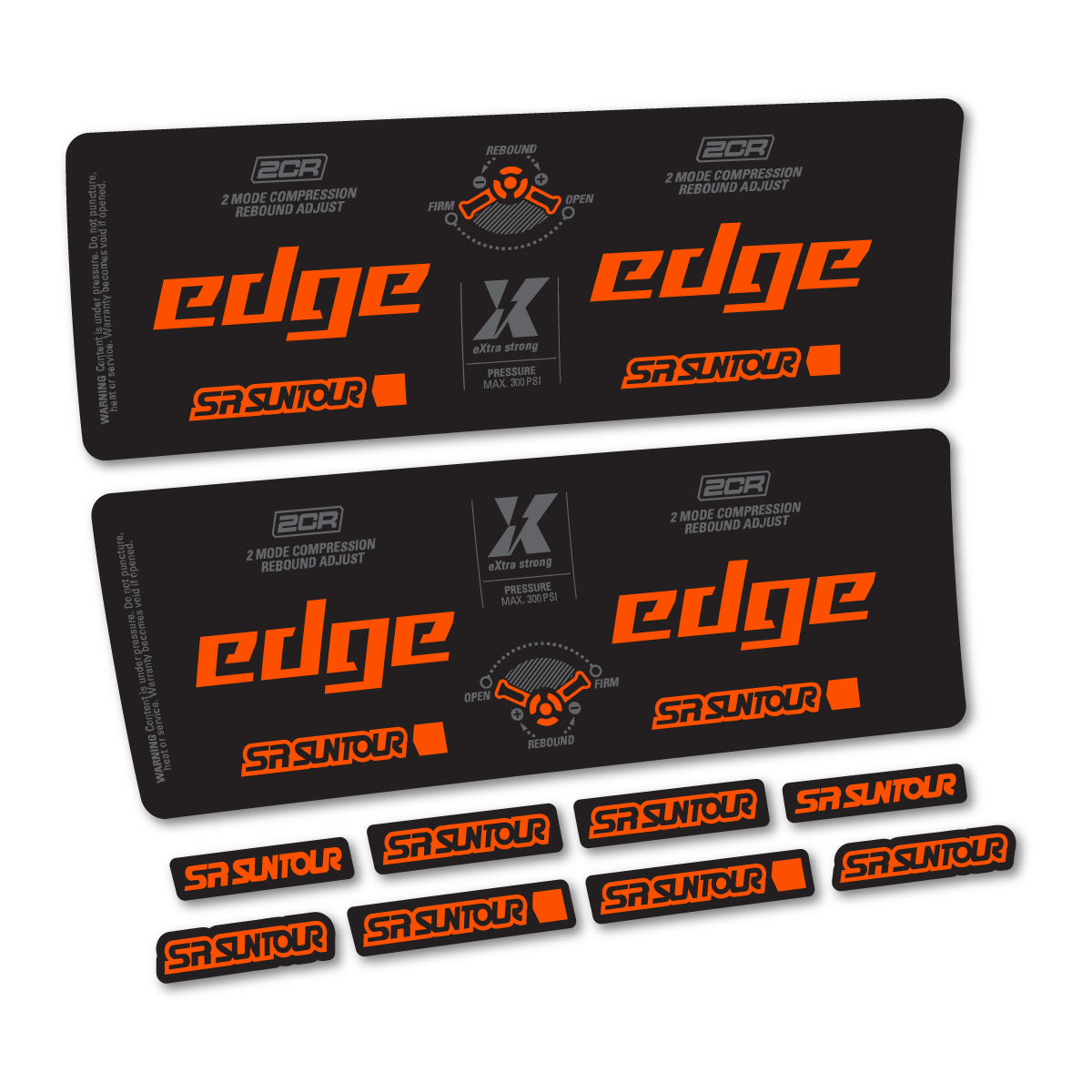 Stickers compatibles SR Suntour Edge X LV 2CR 2024-2025 pour amortisseur – autocollants vinyle - Orange