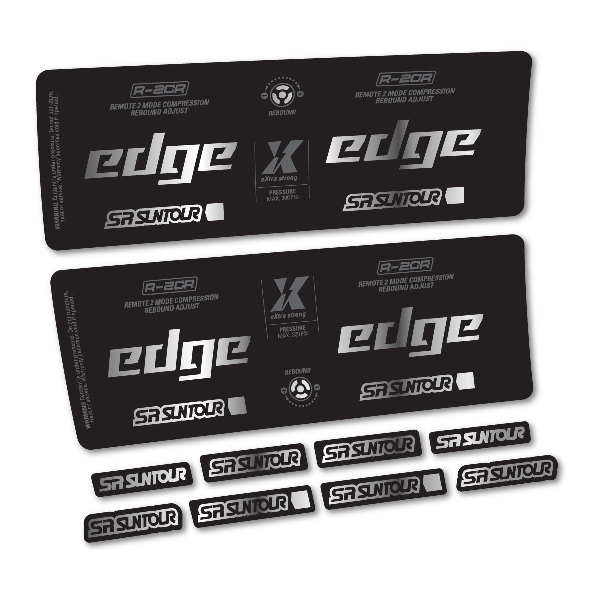 Stickers compatibles SR Suntour Edge X LV R 2CR 2024-2025 pour amortisseur – autocollants vinyle - Argent Chromé
