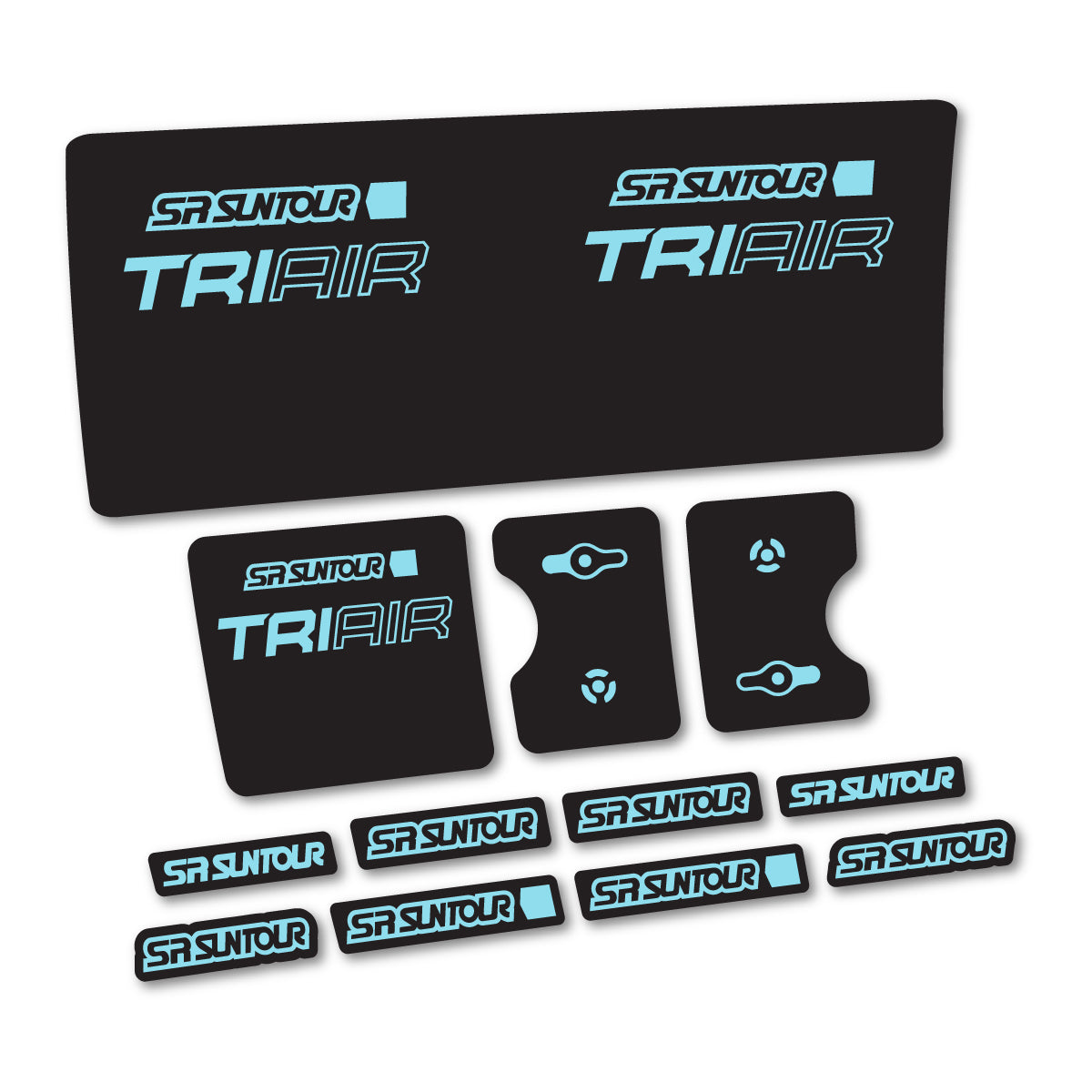 Stickers compatibles SR Suntour TriAir 2 SV 2CR 2024-2025 pour amortisseur – autocollants vinyle - Cyan Glacier