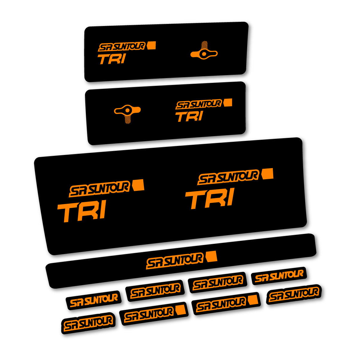 Stickers compatibles SR Suntour TriAir LVN 3CR 2024-2025 pour amortisseur – autocollants vinyle - Orange Clair Fluo