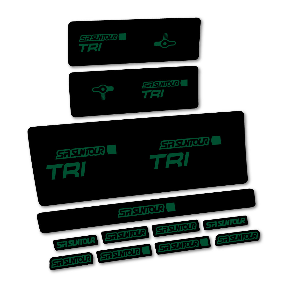 Stickers compatibles SR Suntour TriAir LVN 3CR 2024-2025 pour amortisseur – autocollants vinyle - Vert Foncé