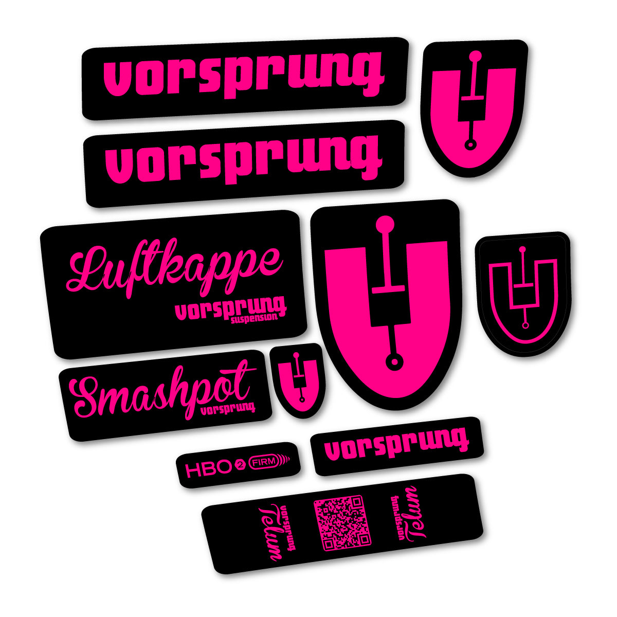Stickers compatibles Vorsprung Smashpot pour fourche – autocollants vinyle - Rose Fluo