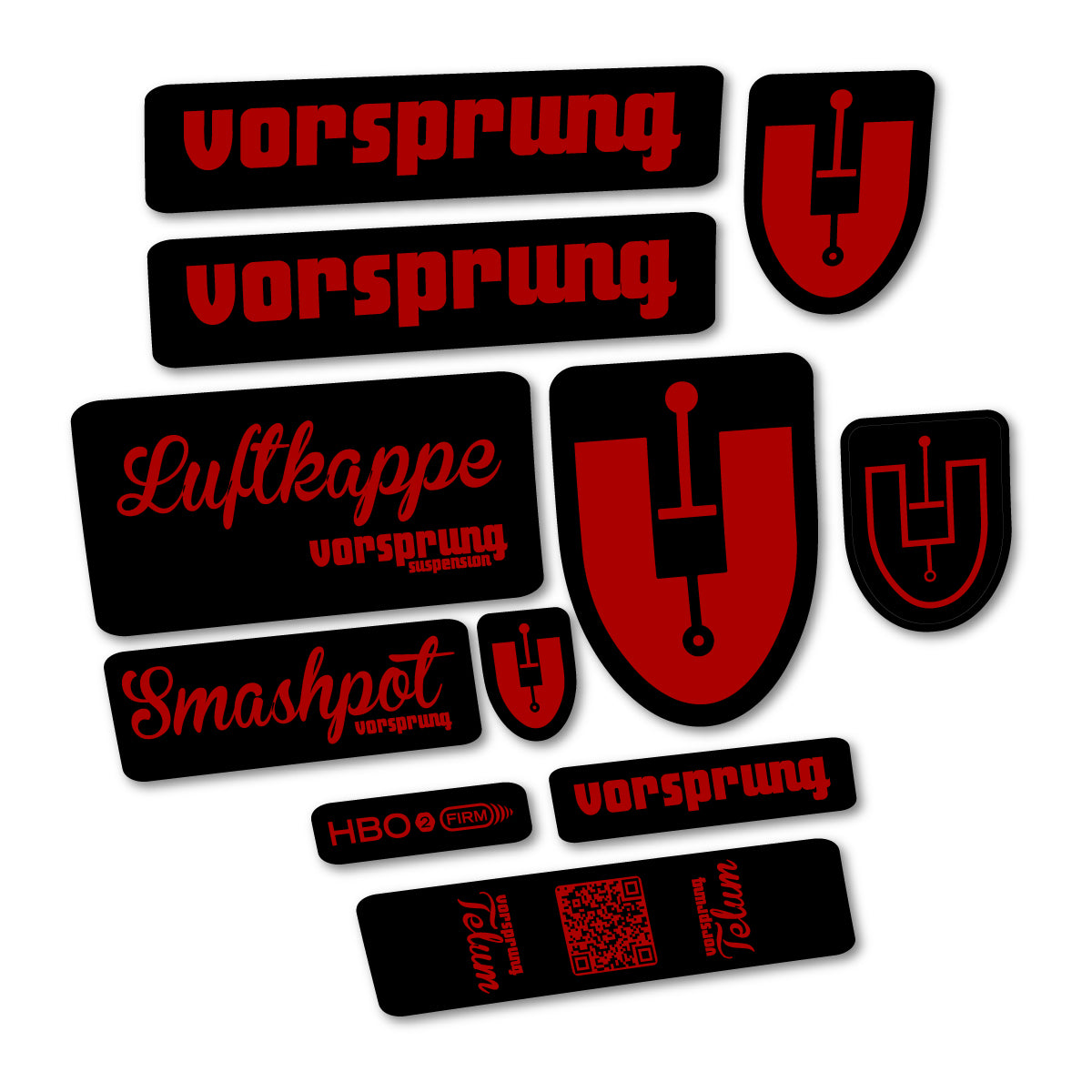 Stickers compatibles Vorsprung Smashpot pour fourche – autocollants vinyle - Rouge Foncé