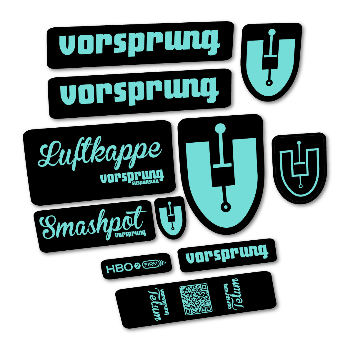 Stickers compatibles Vorsprung Smashpot pour fourche – autocollants vinyle - Turquoise Clair