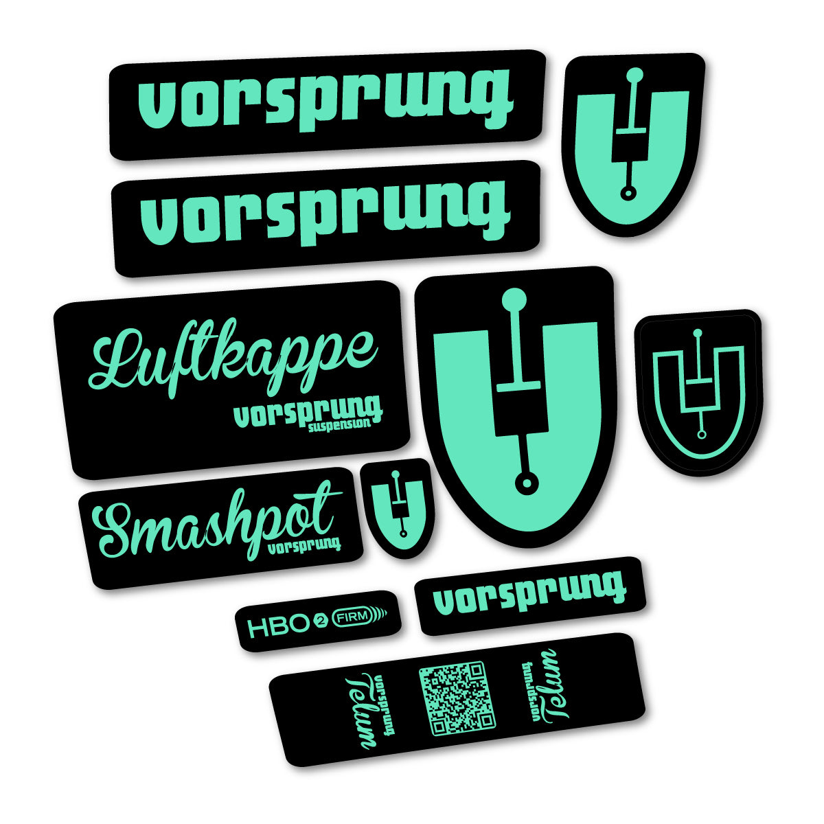 Stickers compatibles Vorsprung Smashpot pour fourche – autocollants vinyle - Vert Menthe
