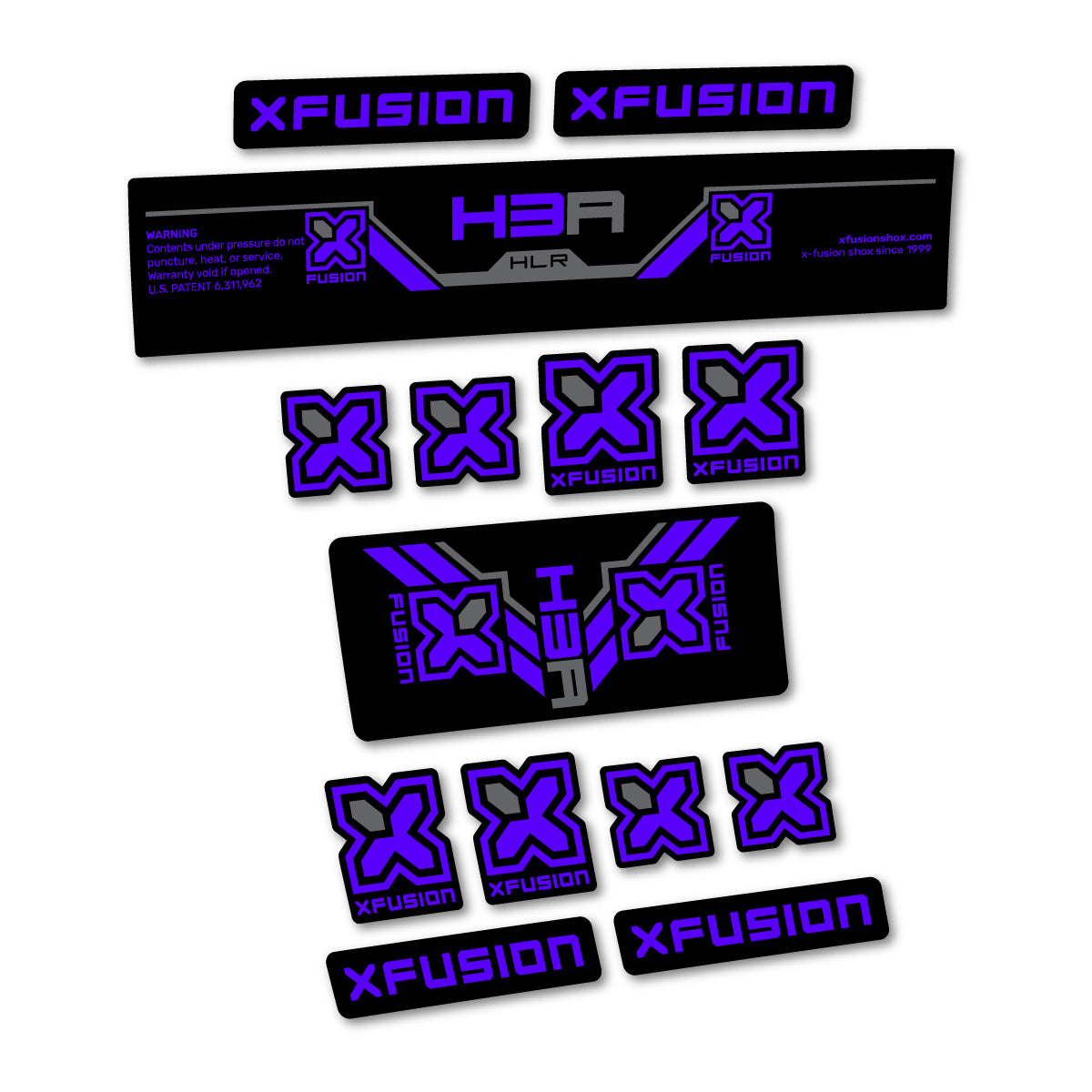 Stickers compatibles Xfusion H3A HLR 2026 pour amortisseur – autocollants vinyle - Bleu Reflex