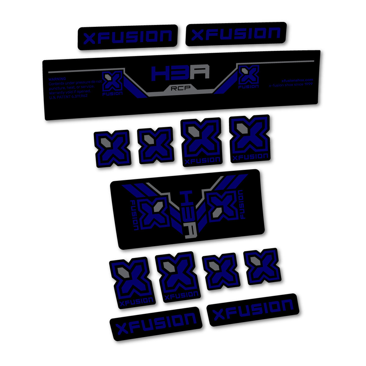 Stickers compatibles Xfusion H3A RCP 2026 pour amortisseur – autocollants vinyle - Bleu Scandinave