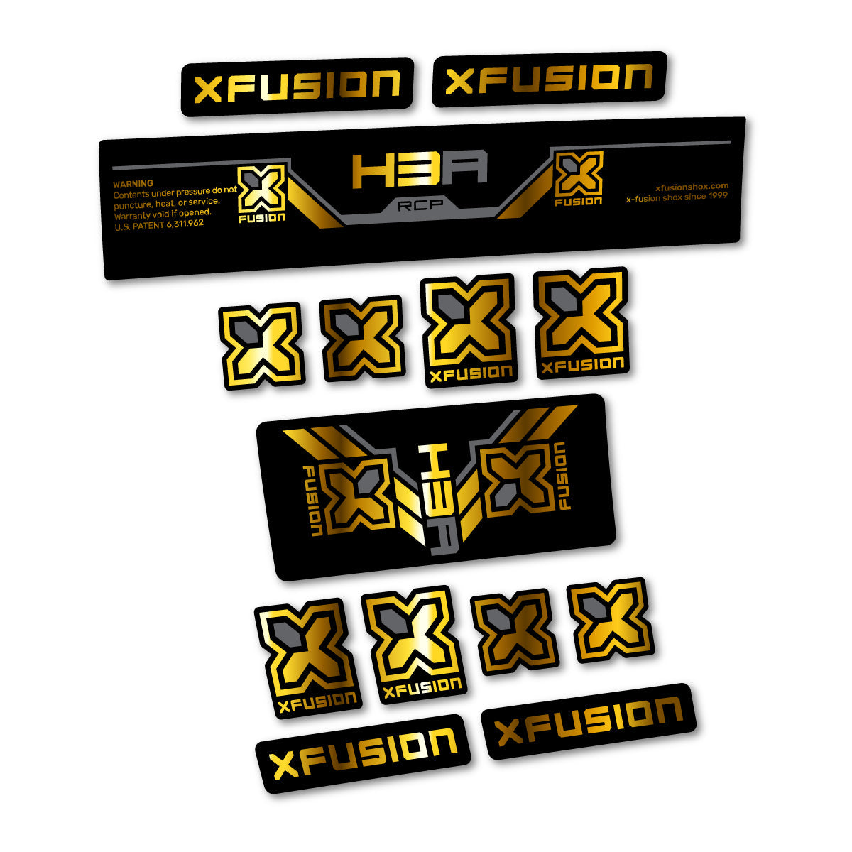 Chrome Gold decal for Xfusion H3A RCP 2026 rear shock – bike sticker vinyl