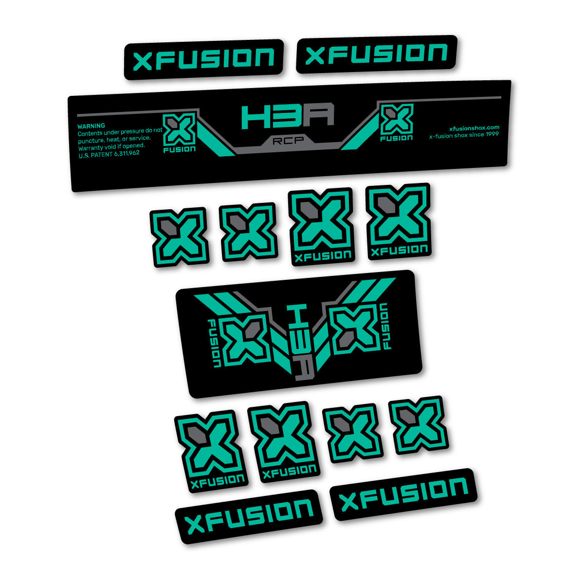 Green Turquoise decal for Xfusion H3A RCP 2026 rear shock – bike sticker vinyl