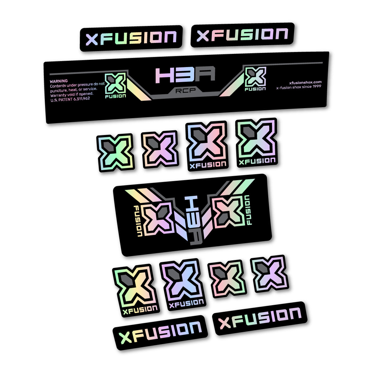 Stickers compatibles Xfusion H3A RCP 2026 pour amortisseur – autocollants vinyle - Holographique