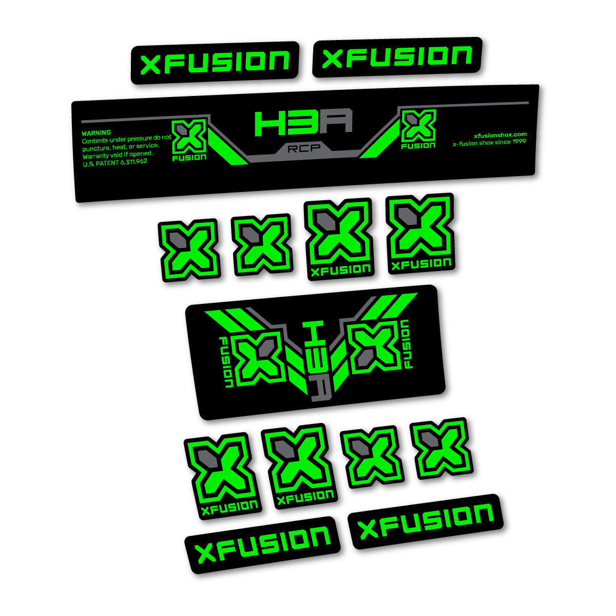 Neon Green decal for Xfusion H3A RCP 2026 rear shock – bike sticker vinyl