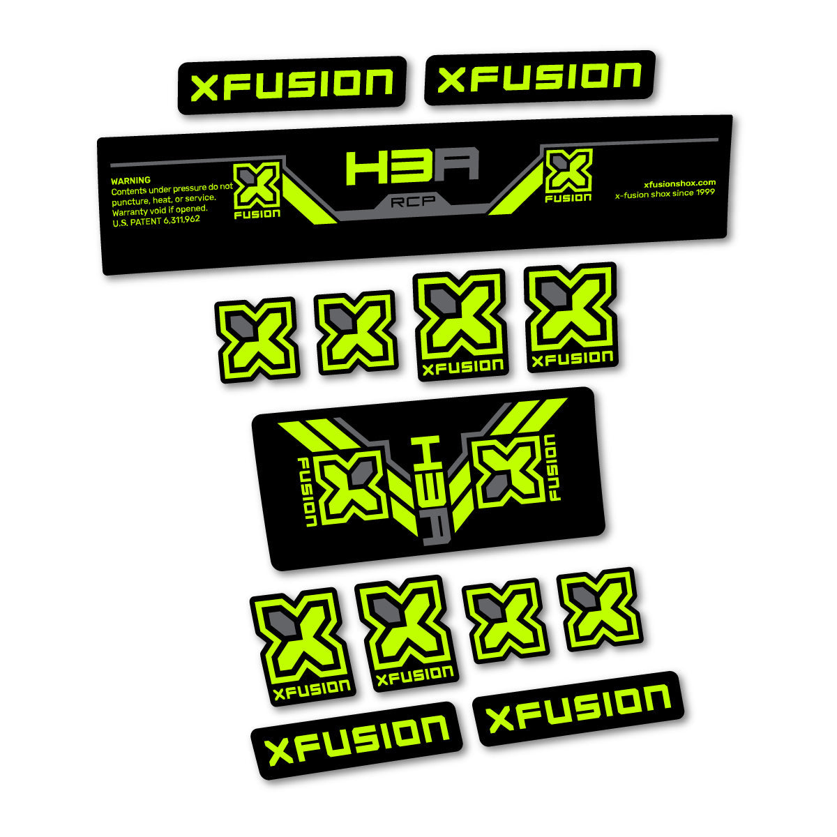 Lime Neon decal for Xfusion H3A RCP 2026 rear shock – bike sticker vinyl